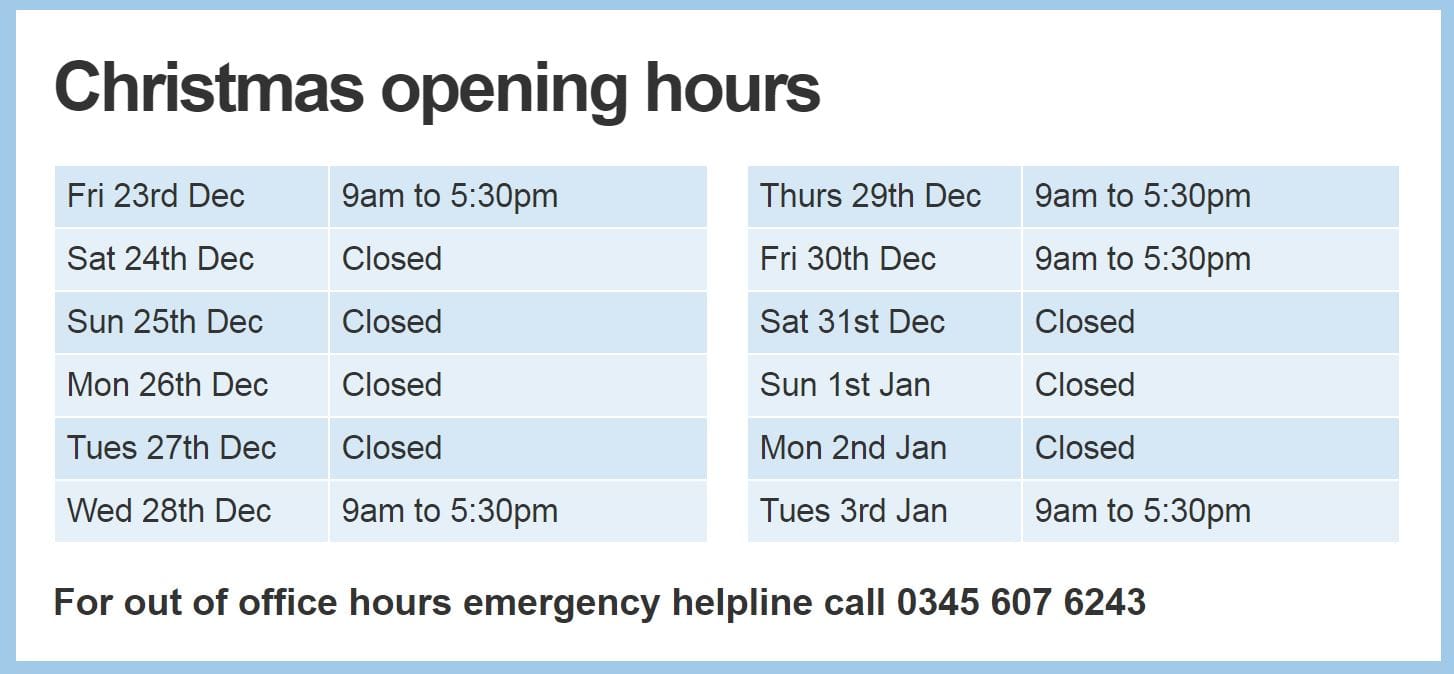 deacon christmas opening hours