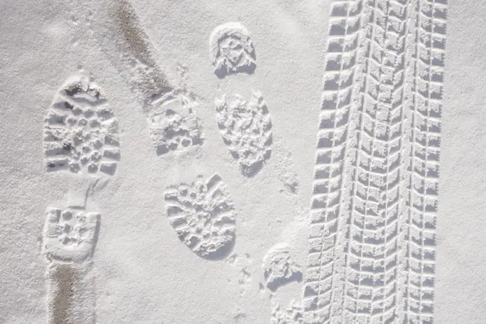 icy weather footprints